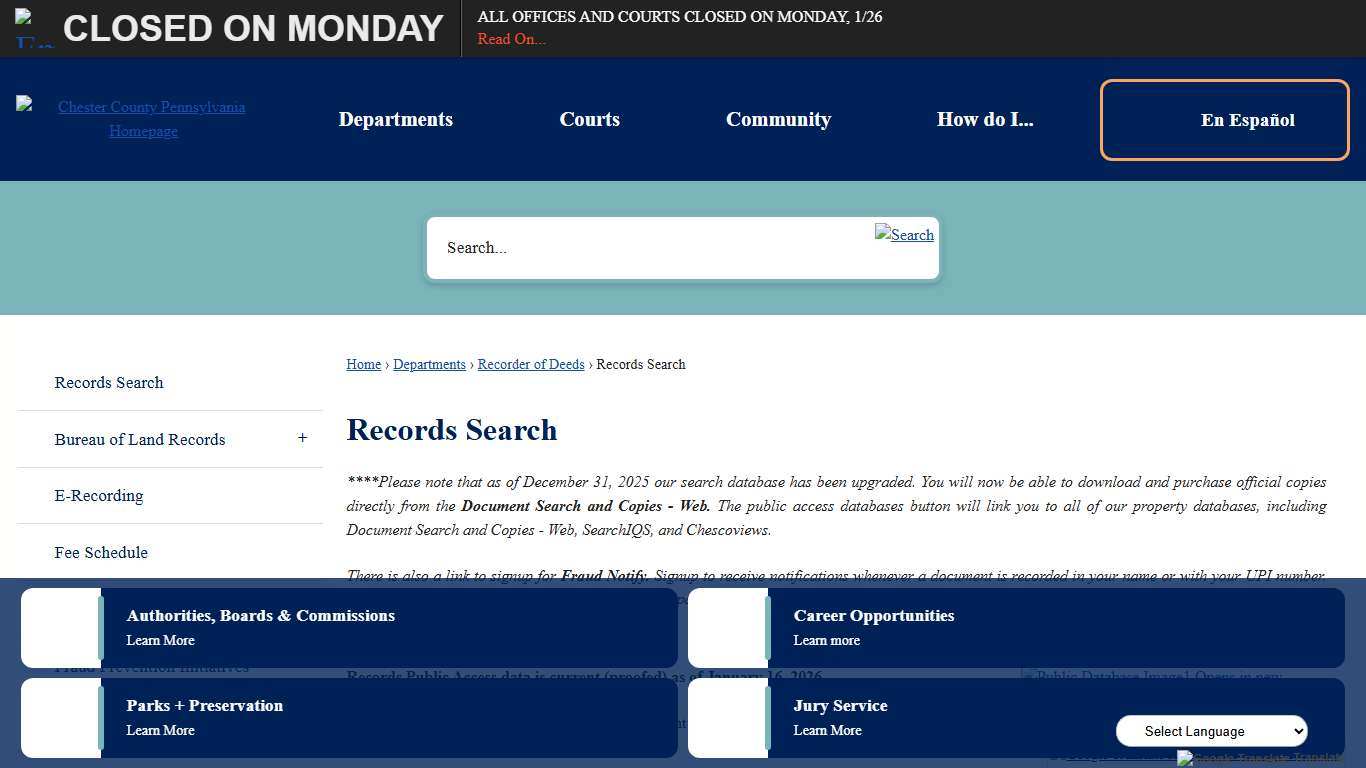 Records Search Chester County, PA - Official Website